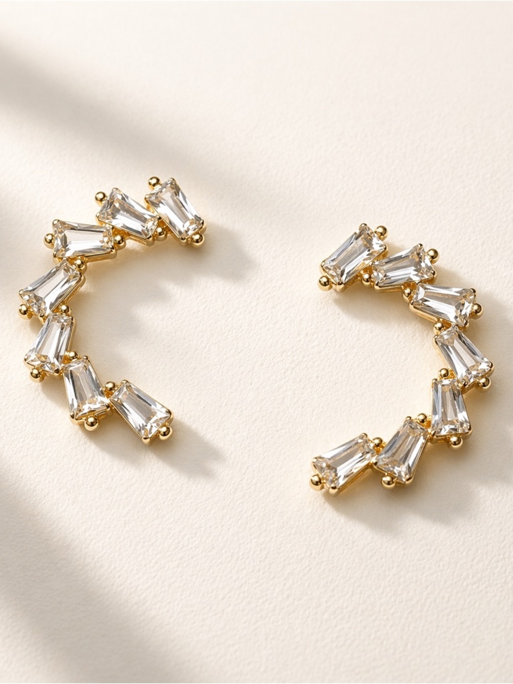 Gold Crystal Hoop Earrings - 14K Plated Women Jewelry